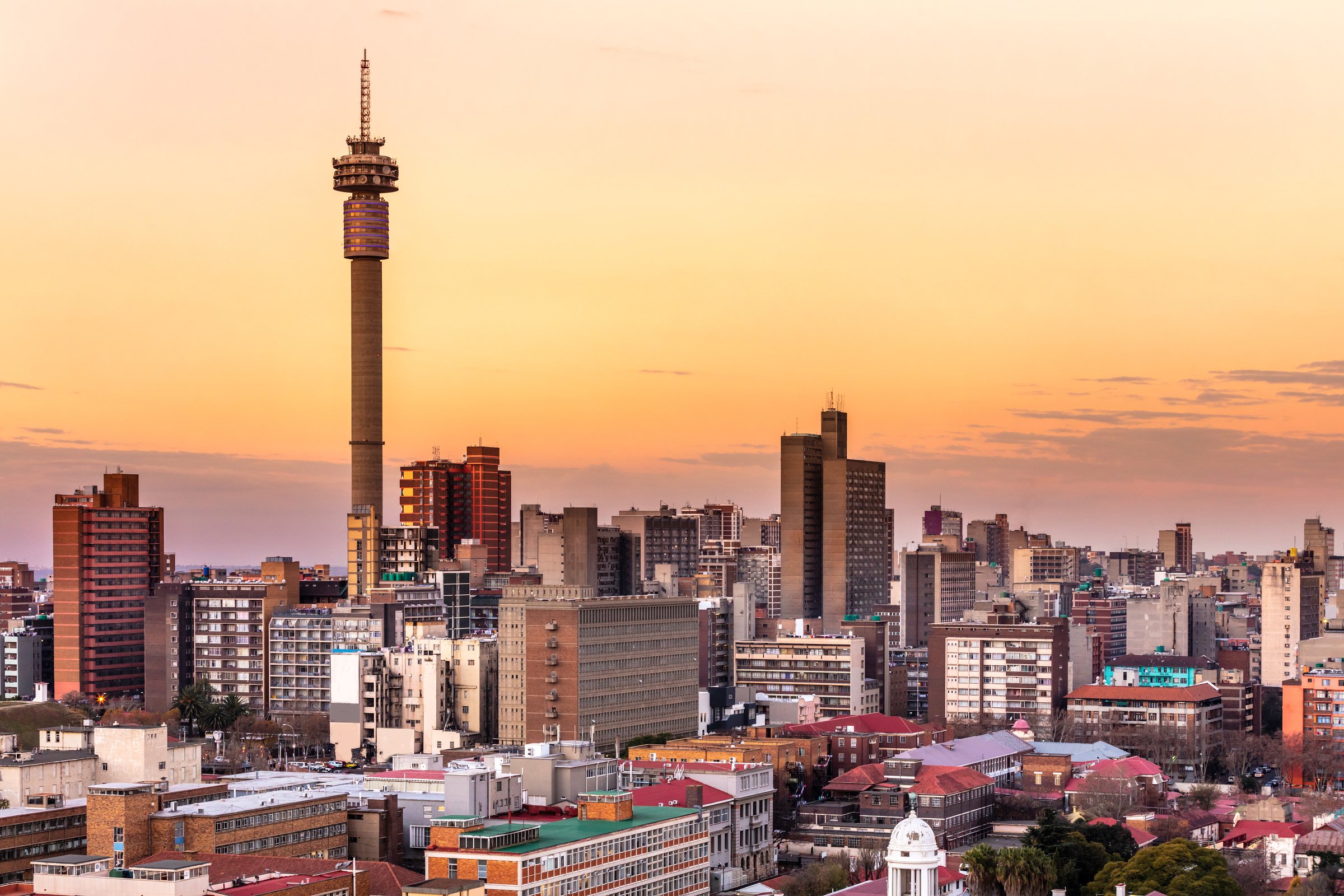 Johannesburg sunrise with telkom tower cityscape