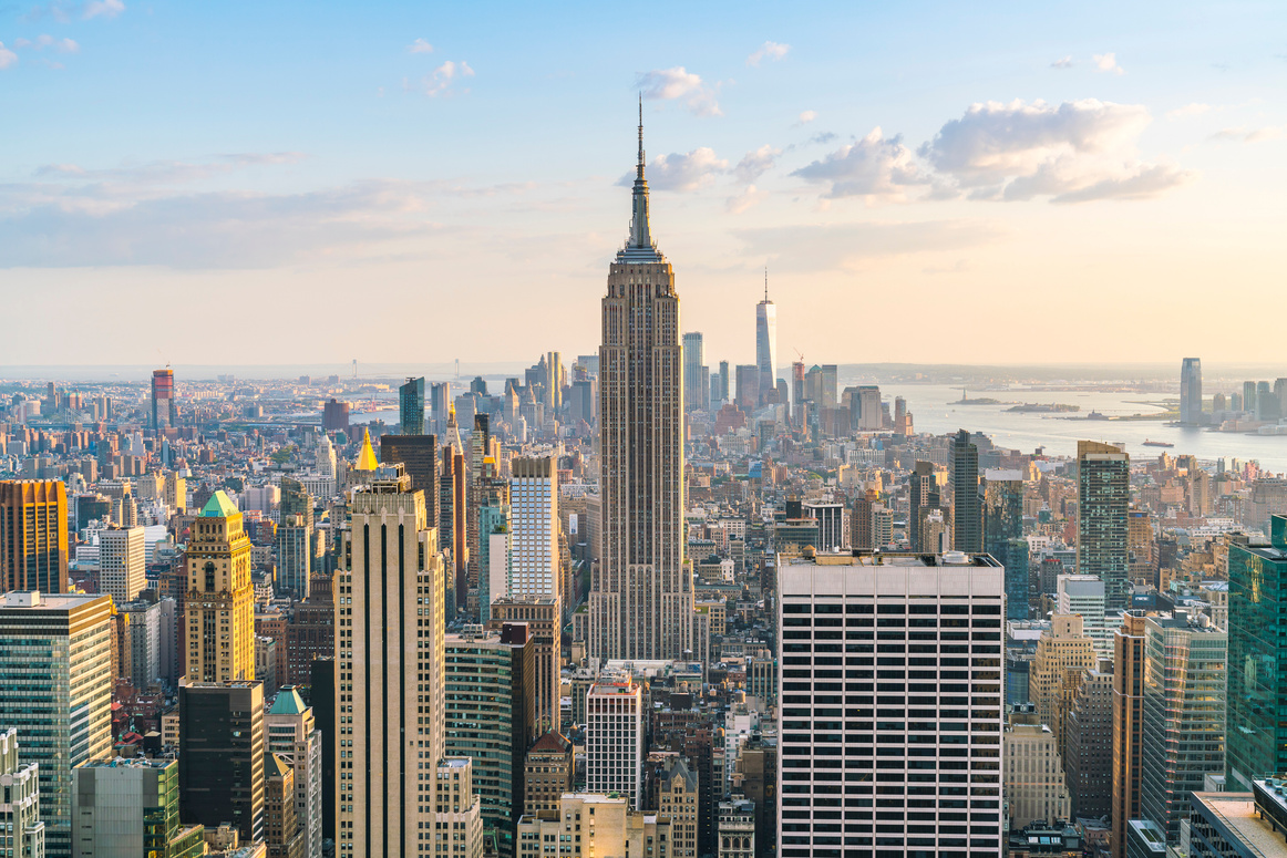 new york ,usa. 8-24-17: new york skyline in the evening.